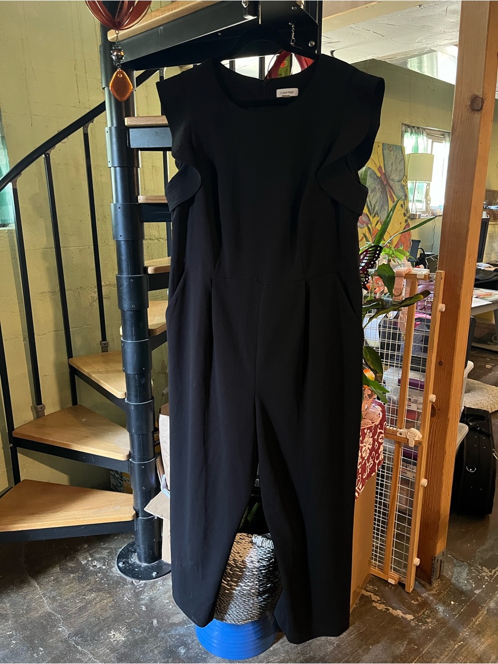 Calvin Klein Black Sleeveless Jumpsuit with Zip Detail